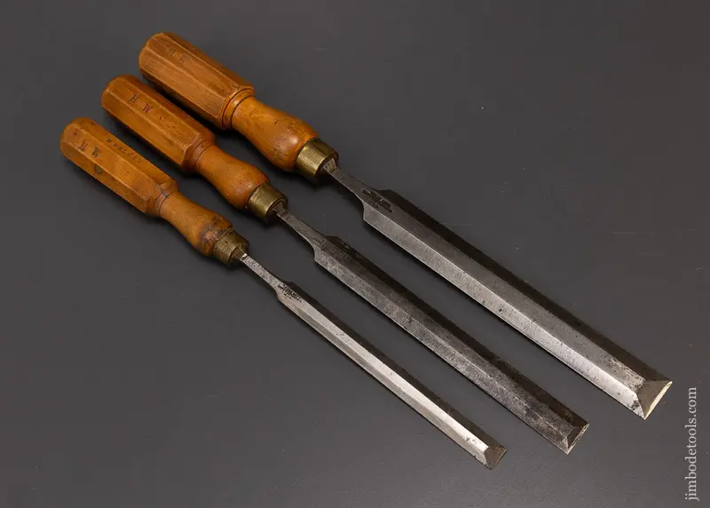 Sweet Set Of 3 Boxwood Handle Paring Chisels By Wm. Marples - 109004 1