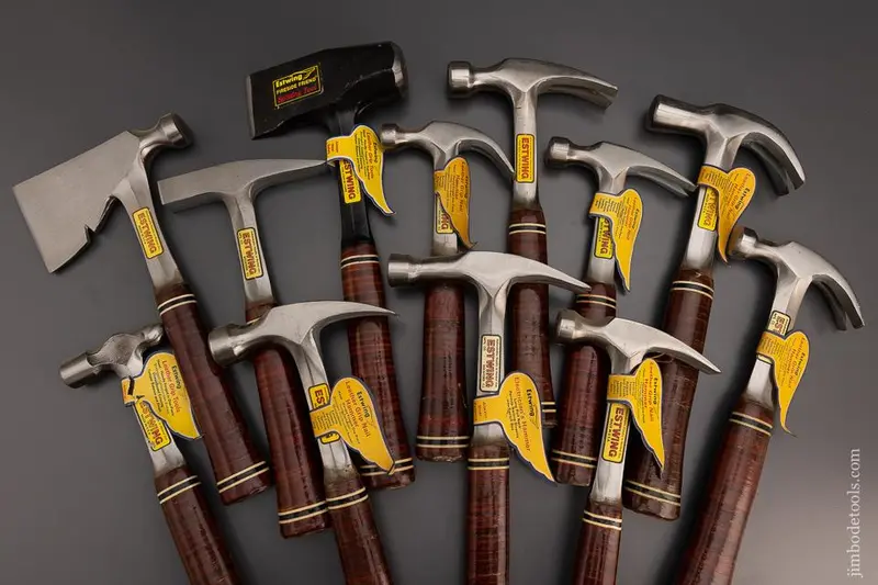 Unprecedented Comprehensive Set Of 12 Estwing Leather Grip Hammers New Old Stock - Excelsior 99102 1