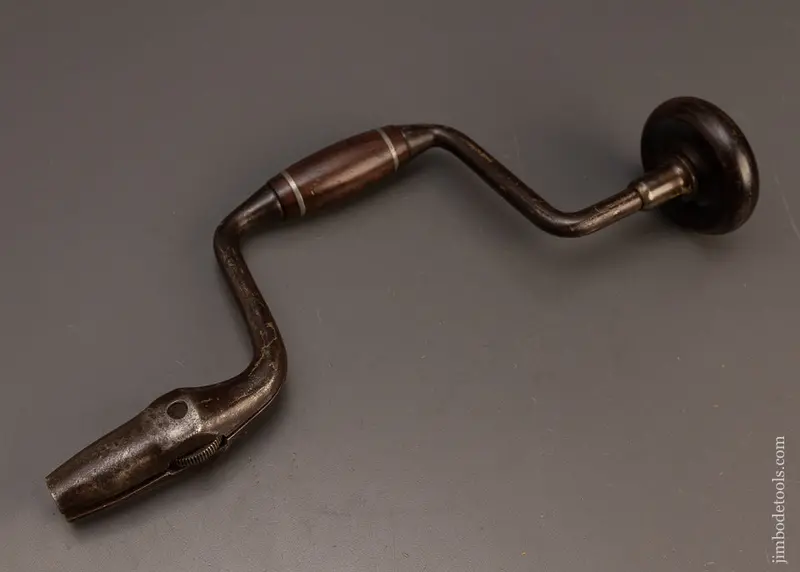 Very Fine 8 Inch Chantrell Patent Bit Brace With Rosewood & Pewter - 118323 1