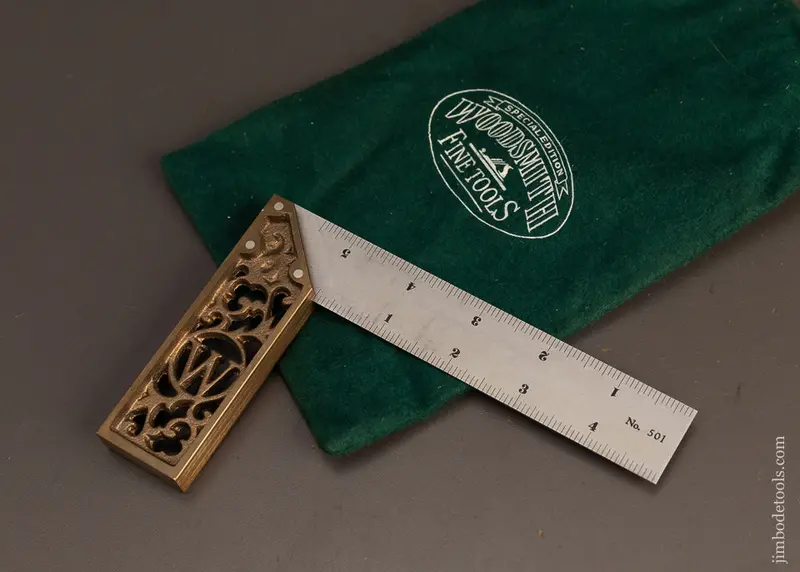 Woodsmith No. 501 Ornate Brass & Steel Master Try Square 5 Inch - 120372 1