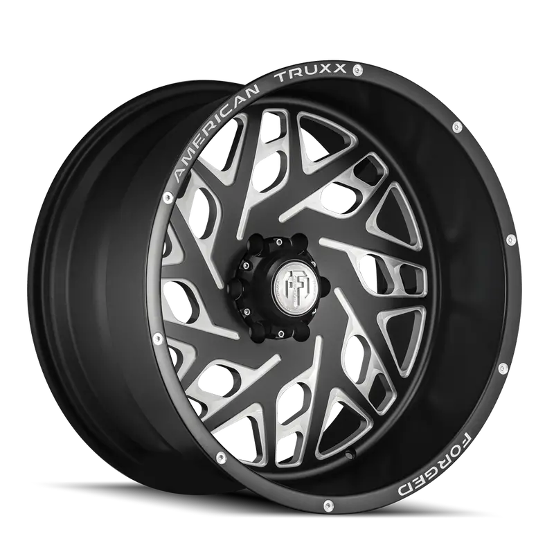 American Truxx Atf1909 Forged 22X12 Inch Wheel – Matte Black/Milled Face, 8X165 Bolt Circle, -44Mm Offset 1