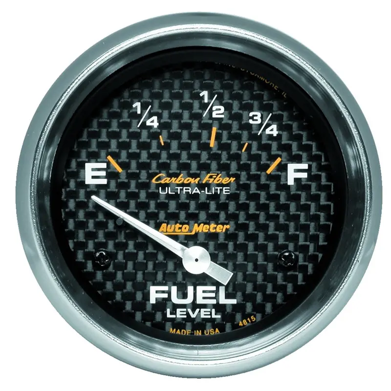 Autometer 4815 2-5/8" Electric Fuel Level Gauge – Carbon Fiber Face, Compatible With 73–10 Ohm Senders 1