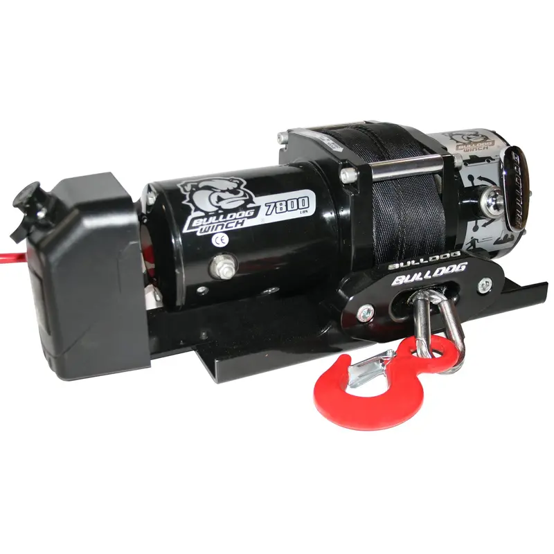 Bulldog Winch 10032 – 7,800-Pound Low-Profile Trailer Winch With 50-Foot Synthetic Rope And Roller Fairlead Mount Plate 1
