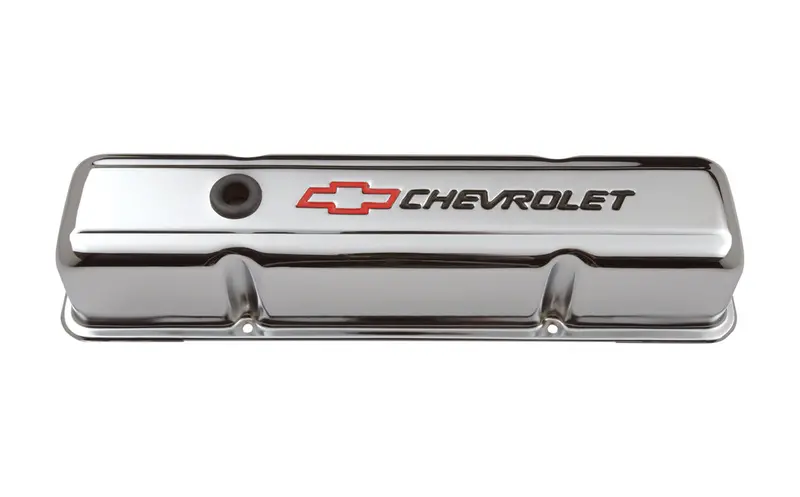 Chevrolet Performance Stamped Steel Tall Chrome Valve Covers With Embossed Bowtie Logo – Fits Small-Block Chevy Engines 1