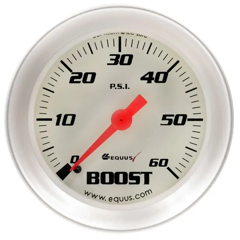 Equus 2-Inch Boost Pressure Gauge – Silver Face, 0–60 Psi Range (E8256) 1