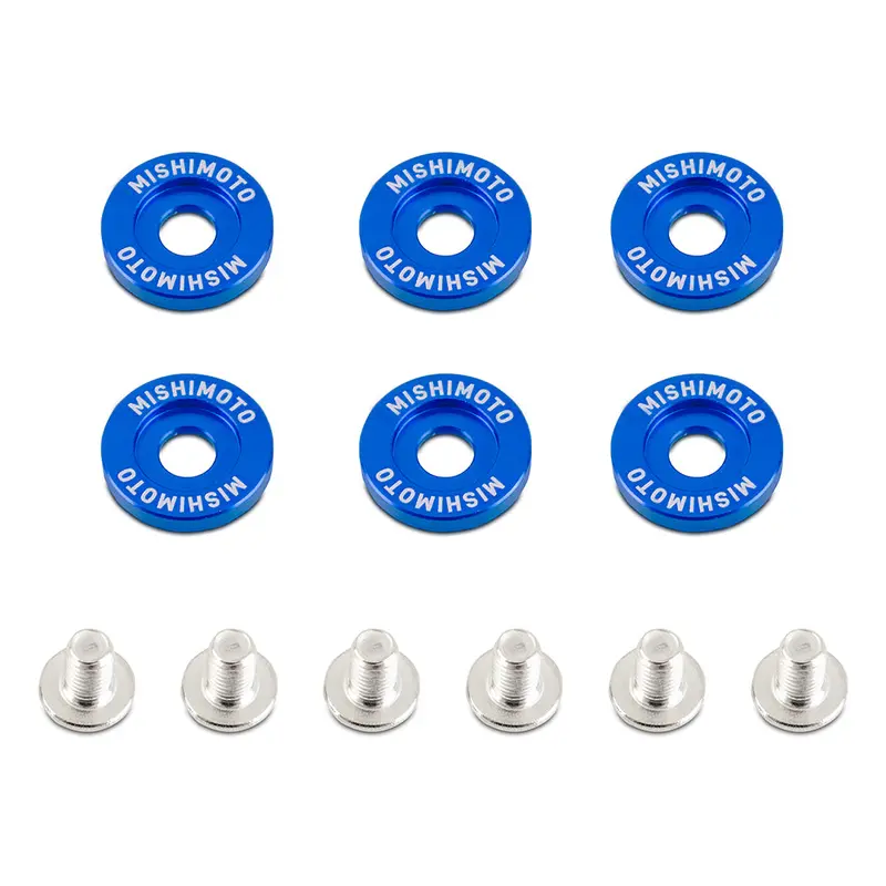 Mishimoto Mmfw-Lg-6Bl M6X1.0 Blue Anodized Fender Washer & Bolt Kit – 20Mm Od, 6-Piece 1