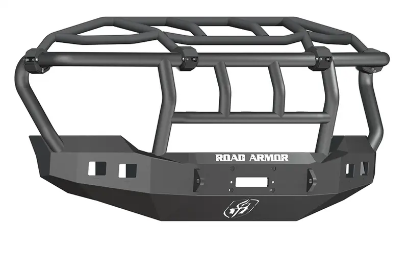 Road Armor 6114R3B Stealth Winch Mount Front Bumper With Intimidator Guard – Satin Black 1