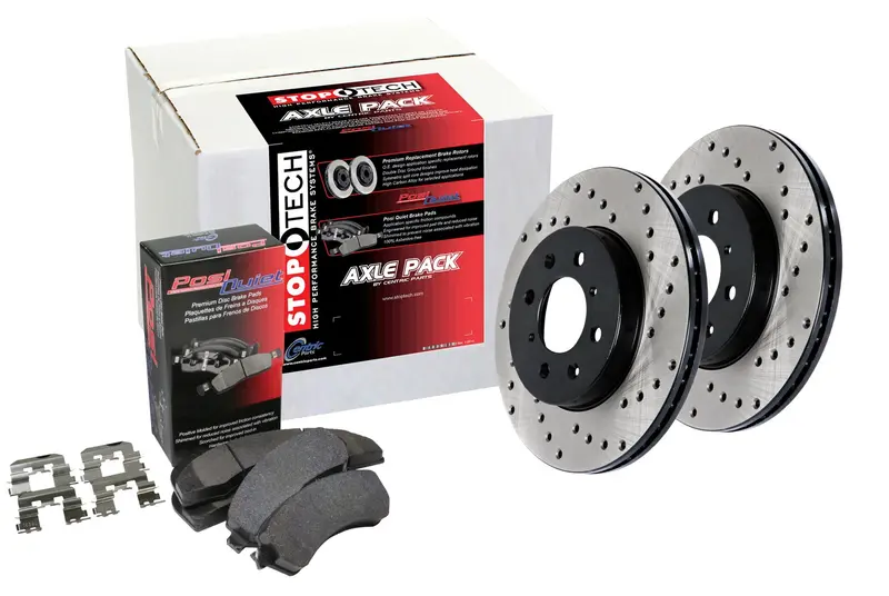 Stoptech 939.61032 Street Brake Kit – Drilled Front Rotors & Pads 1