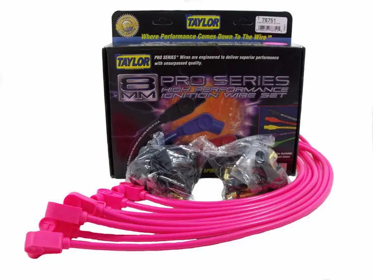 Taylor Cable 76730 Race-Duty 8Mm Ignition Wire Set – Hot Pink, Header-Resistant, High-Performance 1